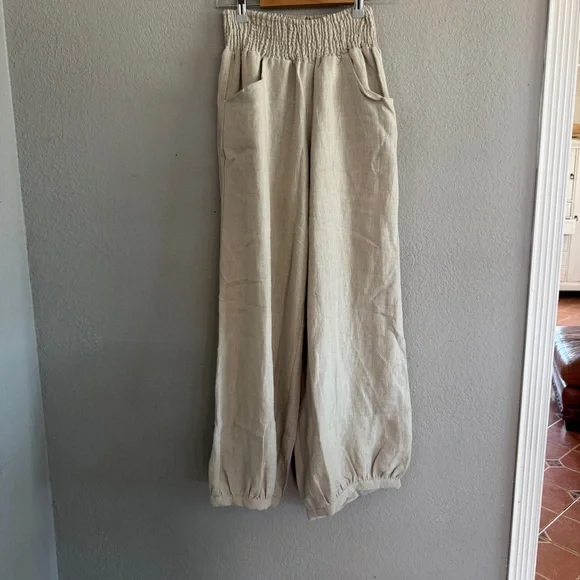 NWT. Nomad The Label Linen Pants in Flax. Size 2 - Picture 4 of 9